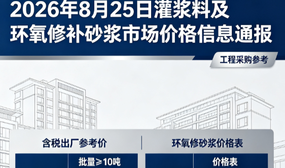 猇亭2026年8月25日灌浆料及环氧修补砂浆市场价格信息通报